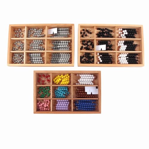 LLTCMYGS Montessori Mathe Perlenstab Set, Perlen Lehrmittel für die Entwicklung des mathematischen Denkens bei Säuglingen,Three Pieces von LLTCMYGS