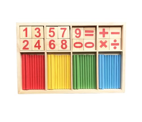 LLTCMYGS Montessori Mathe Stäbe Spielzeug, Zahlenkarten und Zählstäbe mit Box von LLTCMYGS