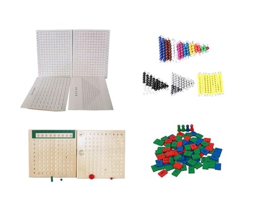 LLTCMYGS Montessori Mathematik Lehrmittel-Set, Addition und Subtraktion, Perlenstickerei, Stempelspiel von LLTCMYGS