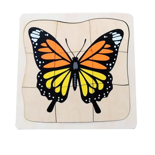 LLTCMYGS Montessori Mehrschichtige Tierwachstumspuzzle-Paneele, hölzernes Puzzle für die Früherziehung Spielzeug,Butterfly von LLTCMYGS