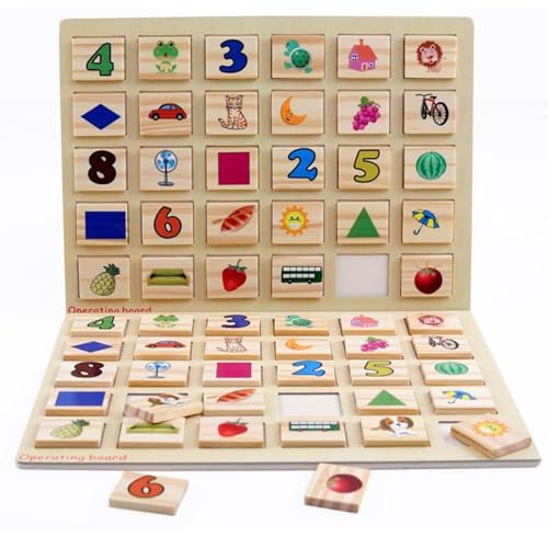 LLTCMYGS Montessori Memory-Spiel Holzkarten, Konzentrations- und Feinmotoriktraining, Lehrmittel für die Vorschule von LLTCMYGS