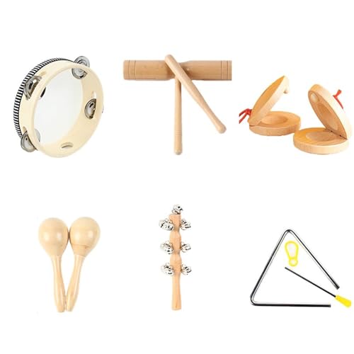 LLTCMYGS Montessori Orff Perkussionsinstrumente aus Holz, sensorisches Musikspielzeug für die Vorschule (6 Stück) von LLTCMYGS