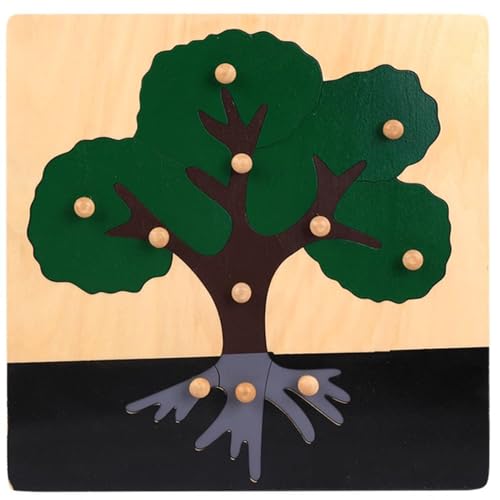 LLTCMYGS Montessori Pflanzenknopf Puzzle, Holzpflanzenpaneel Spielzeug,Big Trees von LLTCMYGS