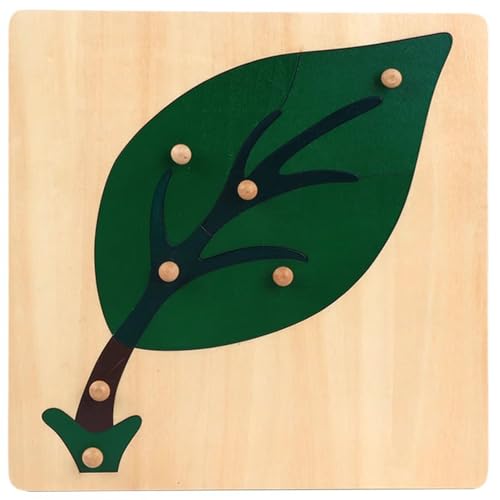 LLTCMYGS Montessori Pflanzenknopf Puzzle, Holzpflanzenpaneel Spielzeug,Leaves von LLTCMYGS