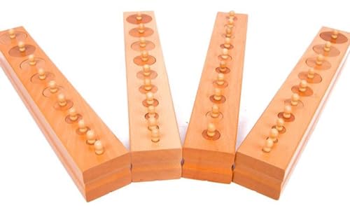 LLTCMYGS Montessori Professional Edition Zylindrische Sockel-Lehrhilfsmittel, sensorische Materialien aus Holz für die Vorschule (Vier Stück) von LLTCMYGS