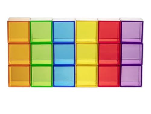 LLTCMYGS Montessori Rainbow Transparent Cube Toys, sensorisches Spielzeug für Kinder im Vorschulalter (18 Stück) von LLTCMYGS