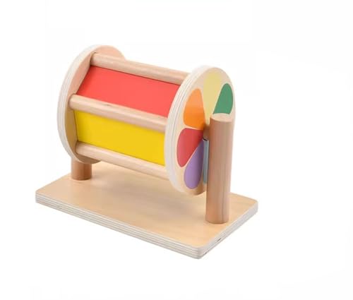 LLTCMYGS Montessori Regenbogen Textiltrommel Babyspielzeug, Holz Drehspiegel Sensorische Lehre AIDS von LLTCMYGS