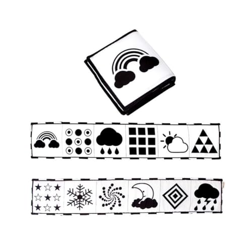 LLTCMYGS Montessori Schwarz-Weißes Stoffbuch Lehrmittel AIDS, Visuelle Stimulation Montessori Sensorisches Säuglingsspielzeug von LLTCMYGS