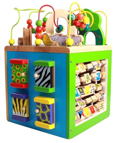 LLTCMYGS Montessori-Spielzeug aus Holz mit beschäftigtem Aktivitätswürfel, Feinmotor-Spielkiste für Kinder von LLTCMYGS