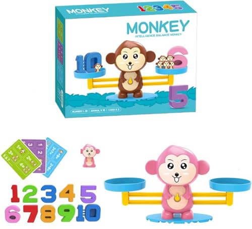 LLTCMYGS Montessori Tier Balance Gegengewicht, Vorschulerziehung Mathematik Erleuchtung Spiel Requisiten,Pink Monkey von LLTCMYGS