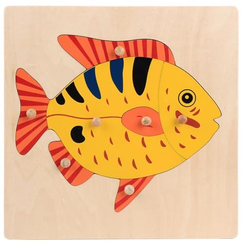LLTCMYGS Montessori Tier Knopf Panel Puzzle, Vorschulentwicklung Puzzle Spielzeug für Kinder,Fish LLTCMYGS Montessori Tier Knopf Panel Puzzle, Vorschulentwicklung Puzzle Spielzeug für Kinder,Fish von LLTCMYGS