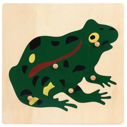 LLTCMYGS Montessori Tier Knopf Panel Puzzle, Vorschulentwicklung Puzzle Spielzeug für Kinder,Frogs von LLTCMYGS