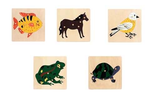 LLTCMYGS Montessori Tier Panel Puzzle Set, Feinmotorik für Kinder im Vorschulalter (5 Teile) von LLTCMYGS