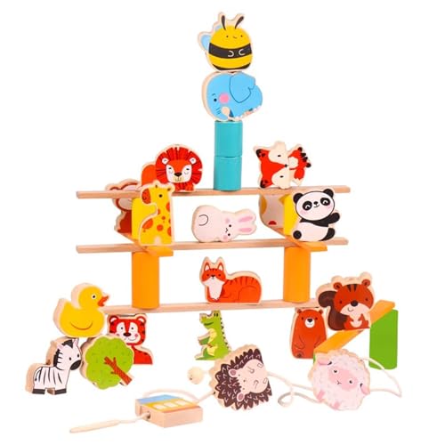 LLTCMYGS Montessori Tier Perlen Stapelspielzeug, Seil Einfädeln Baustein Balance Spiel LLTCMYGS Montessori Tier Perlen Stapelspielzeug, Seil Einfädeln Baustein Balance Spiel von LLTCMYGS