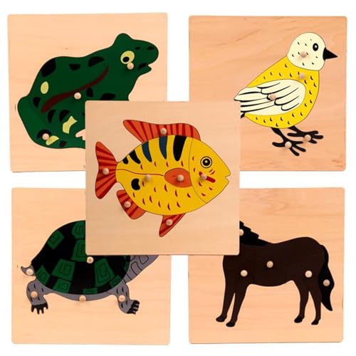 LLTCMYGS Montessori Tier Puzzle Set, Puzzle Panels für die Vorschulbildung (fünf Teile) von LLTCMYGS