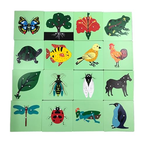 LLTCMYGS Montessori Tier- und Pflanzenknauf-Puzzle, Lerntafel für Kinder im Vorschulalter von LLTCMYGS