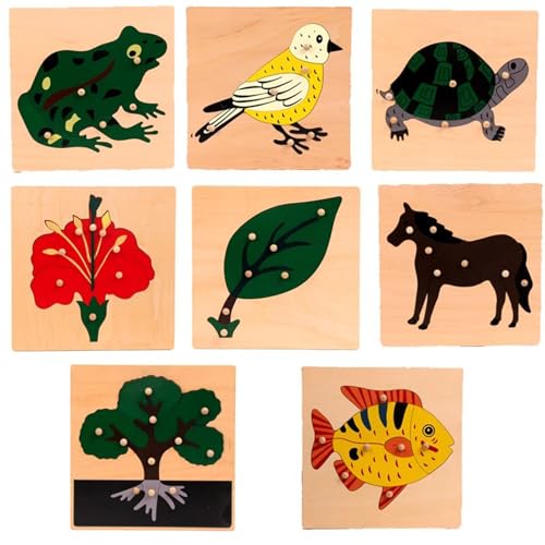 LLTCMYGS Montessori Tier- und Pflanzenpuzzle-Set, Lernmaterialien für die frühkindliche Entwicklung (8-teilig) von LLTCMYGS