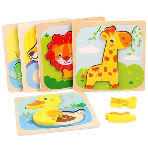 LLTCMYGS Montessori Tierpuzzle aus Holz, Puzzle für Kinder im Vorschulalter (5 Teile) von LLTCMYGS