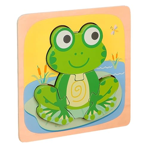 LLTCMYGS Montessori Tierpuzzle aus Holz, Puzzle für die Vorschulbildung,Frog von LLTCMYGS