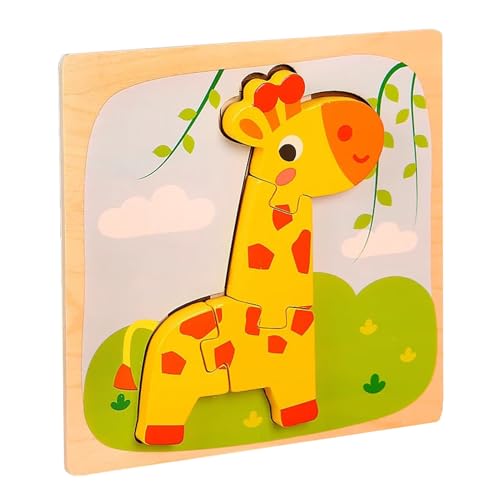 LLTCMYGS Montessori Tierpuzzle aus Holz, Puzzle für die Vorschulbildung,Giraffe von LLTCMYGS