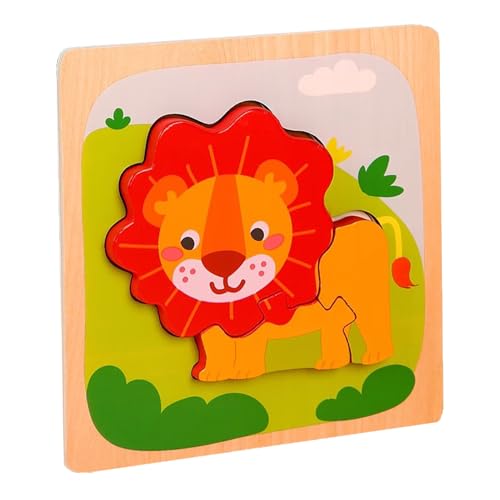 LLTCMYGS Montessori Tierpuzzle aus Holz, Puzzle für die Vorschulbildung,Lion von LLTCMYGS