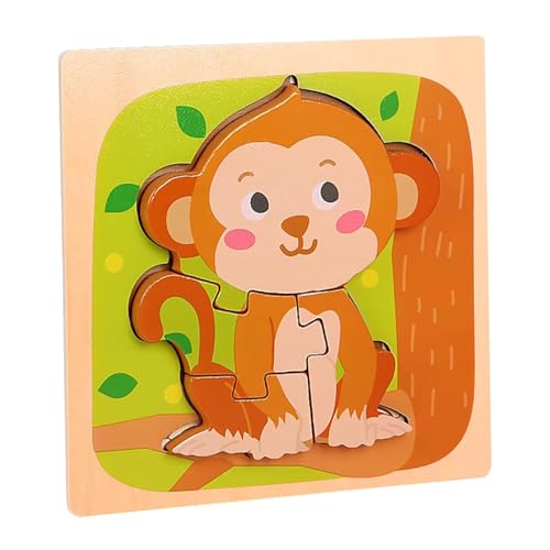 LLTCMYGS Montessori Tierpuzzles aus Holz, Puzzlespielzeug für Babys im Vorschulalter,Monkey von LLTCMYGS