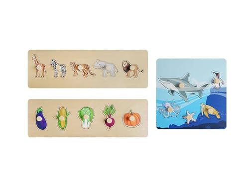 LLTCMYGS Montessori Vorschule Knauf Puzzle Unterricht AIDS, Tier Und Pflanze Kognition Puzzle Spielzeug (3 Arten) von LLTCMYGS