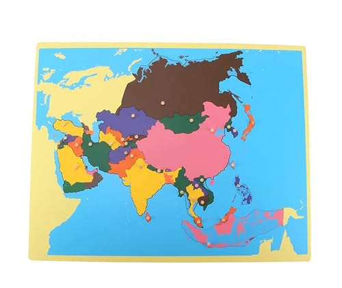 LLTCMYGS Montessori Weltkarte Panel Puzzle, Welt Kontinent Panel Puzzle Früherziehung Puzzle,Asia von LLTCMYGS