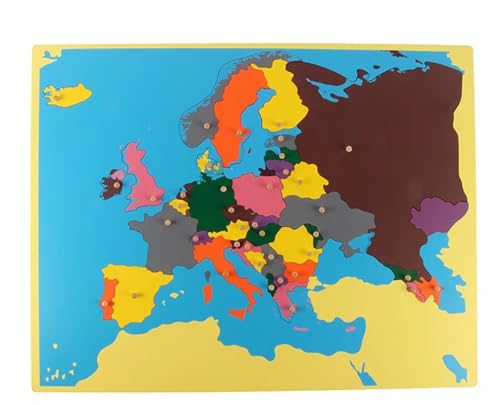 LLTCMYGS Montessori Weltkarte Panel Puzzle, Welt Kontinent Panel Puzzle Früherziehung Puzzle,Europe von LLTCMYGS