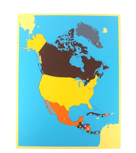 LLTCMYGS Montessori Weltkarte Panel Puzzle, Welt Kontinent Panel Puzzle Früherziehung Puzzle,North America von LLTCMYGS