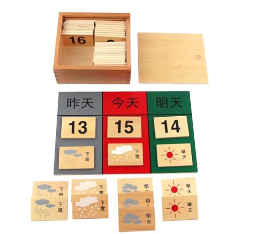 LLTCMYGS Montessori Wetter Datum Lernspielzeug, Holz Alltag Wissenschaft Unterricht AIDS von LLTCMYGS