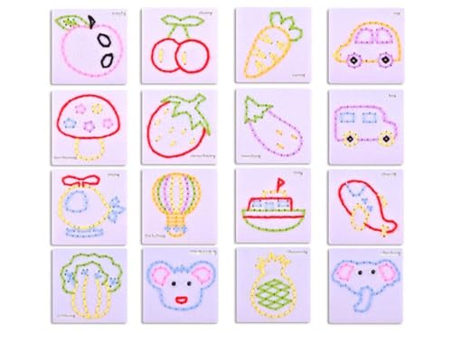 LLTCMYGS Montessori handgemachtes DIY Nähbrett, Nähgarn Stickerei Spiel Requisiten,16 Animal c von LLTCMYGS