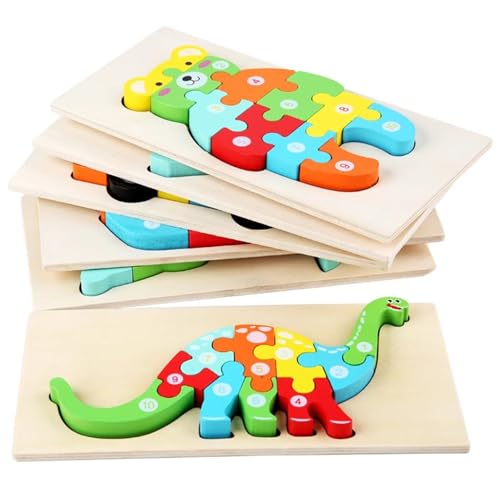 LLTCMYGS Monti Baby Stereoskopisches 3D-Tier-Holzpuzzle-Set Übungen Die Hand-Auge-Koordination des Babys Denkfähigkeit von LLTCMYGS