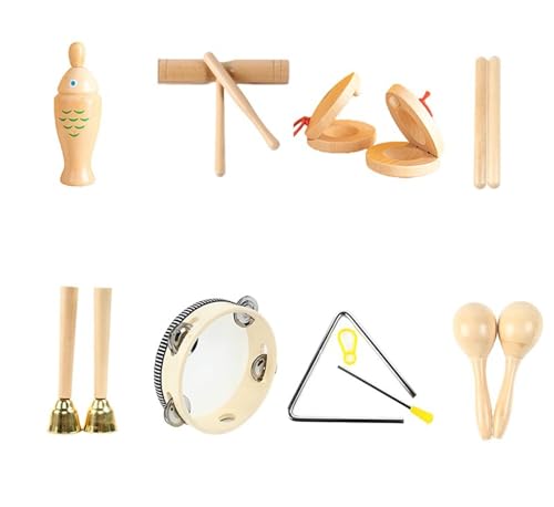 LLTCMYGS Musikunterrichtshilfen aus Holz, Montessori Perkussionsinstrumentensets, Geschenke für Kinder (8 Stück) von LLTCMYGS