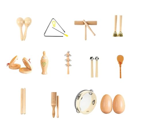 LLTCMYGS Perkussionsinstrumenten-Set, Montessori Vorschule Musikunterricht AIDS, Musikgeschenke für Kinder (13 Stück) von LLTCMYGS