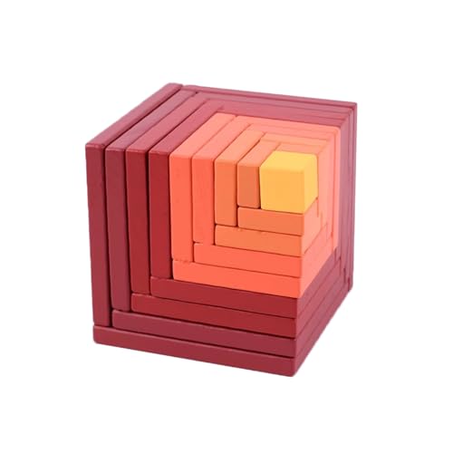 LLTCMYGS Rotes und gelbes quadratisches Regenbogen-Bausteinspielzeug, Montessori Holz-Quadrat-Puzzles LLTCMYGS Rotes und gelbes quadratisches Regenbogen-Bausteinspielzeug, Montessori Holz-Quadrat-Puzzles von LLTCMYGS