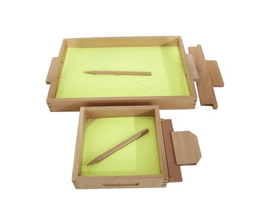 LLTCMYGS Sand Table Toys, Schreibübungs-Sandkratzbox-Set, Holz-Sandkratz-Schreibbox (2 Stück) von LLTCMYGS