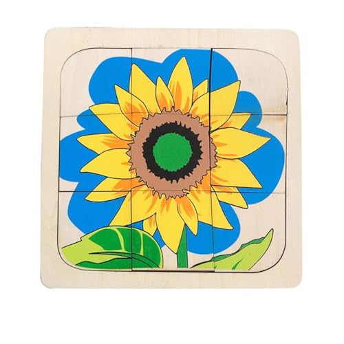 LLTCMYGS Sonnenblume mehrschichtiges Holzpuzzle, frühkindliche Vorschulbildung Lebenszyklus Puzzle von LLTCMYGS