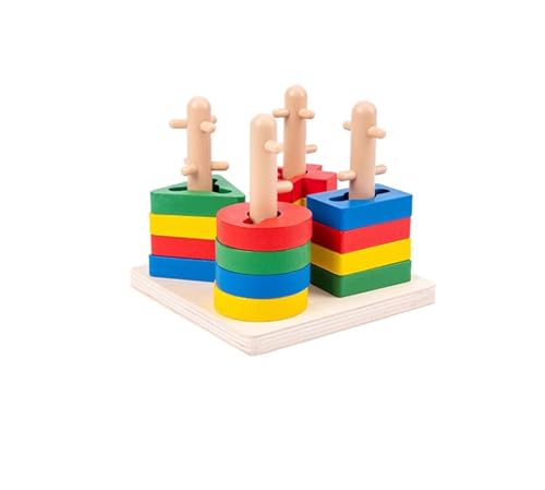 LLTCMYGS Stapeln von Holzklassifikationen, Farberkennungsspielzeug, Montessori-Feinmotoriktraining von LLTCMYGS