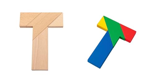 LLTCMYGS T-förmige Puzzle-Bausteine aus Holz, Montessori-Spielzeug für das Gehirn-Denktraining von Kindern (2 Teile) von LLTCMYGS