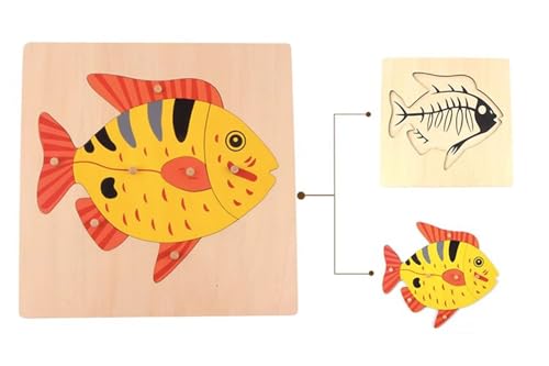 LLTCMYGS Tierpuzzles Aus Holz, Montessori Tierpuzzles Kinderspielzeug, Tiere Verstehen,Fish von LLTCMYGS