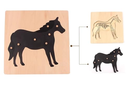 LLTCMYGS Tierpuzzles Aus Holz, Montessori Tierpuzzles Kinderspielzeug, Tiere Verstehen,Horses von LLTCMYGS