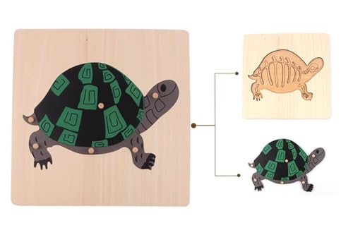 LLTCMYGS Tierpuzzles Aus Holz, Montessori Tierpuzzles Kinderspielzeug, Tiere Verstehen,Turtles von LLTCMYGS
