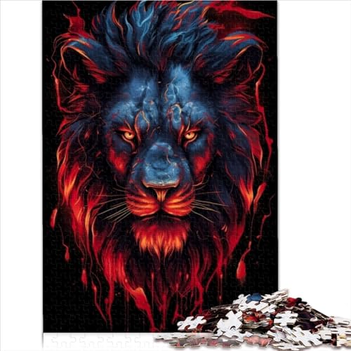 500 teiliges Puzzle mit rotem Löwenkopf für Erwachsene Kunstpuzzle für Erwachsene Holzpuzzle für Erwachsene Lernpuzzle Familienspiel 500 Teile (52 x 38 cm) von LLUCH
