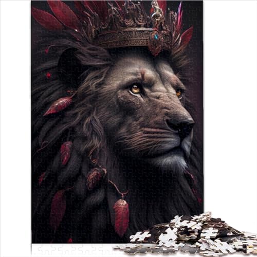 500 teiliges Puzzle schwarzer König der Löwen oder rote Kunst Puzzle Holzpuzzle Lernspiele Heimdekoration Puzzle 500 Teile (52 x 38 cm) von LLUCH