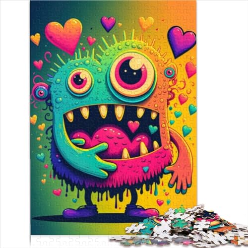 Monster Love Frenzy Art Puzzle für Erwachsene Puzzles für Erwachsene Holzpuzzle für Erwachsene Lernspiel für Erwachsene und Kinder 300 Teile (40 x 28 cm) von LLUCH
