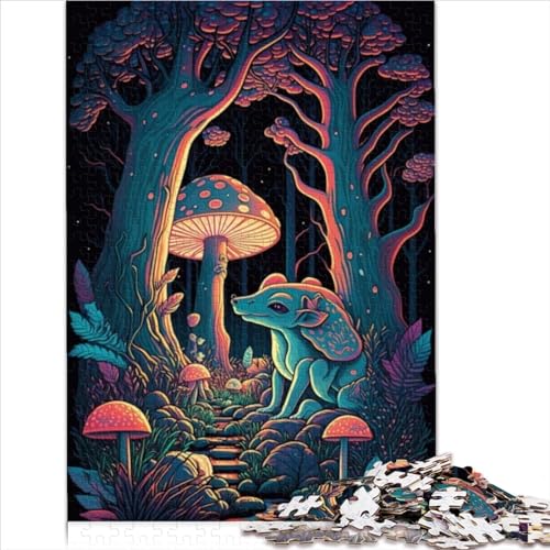 Puzzle | Puzzles psychedelische Pilzwälder 500 Teile für Erwachsene Lustige Puzzles für Erwachsene Holzpuzzles Holzpuzzles Nachhaltiges Puzzle für Erwachsene 500 Teile (52 x 38 cm) von LLUCH