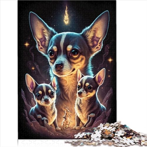 Puzzle für Erwachsene 500 Teile Chihuahua Hund 12 Puzzle Holzpuzzle für Erwachsene tolles Geschenk für Erwachsene 500 Teile (52 x 38 cm) von LLUCH
