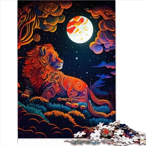 Puzzle für Erwachsene 500 Teile Löwen Neonlicht Puzzle für Erwachsene Holzpuzzle herausfordernd schwierig 500 Teile (52 x 38 cm) von LLUCH