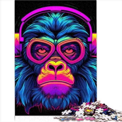 Puzzle für Erwachsene und Affen DJ Musik 1000 Teile Puzzles für Erwachsene Holzpuzzles Denksportaufgaben für Erwachsene 1000 Stück (75 x 50 cm) von LLUCH